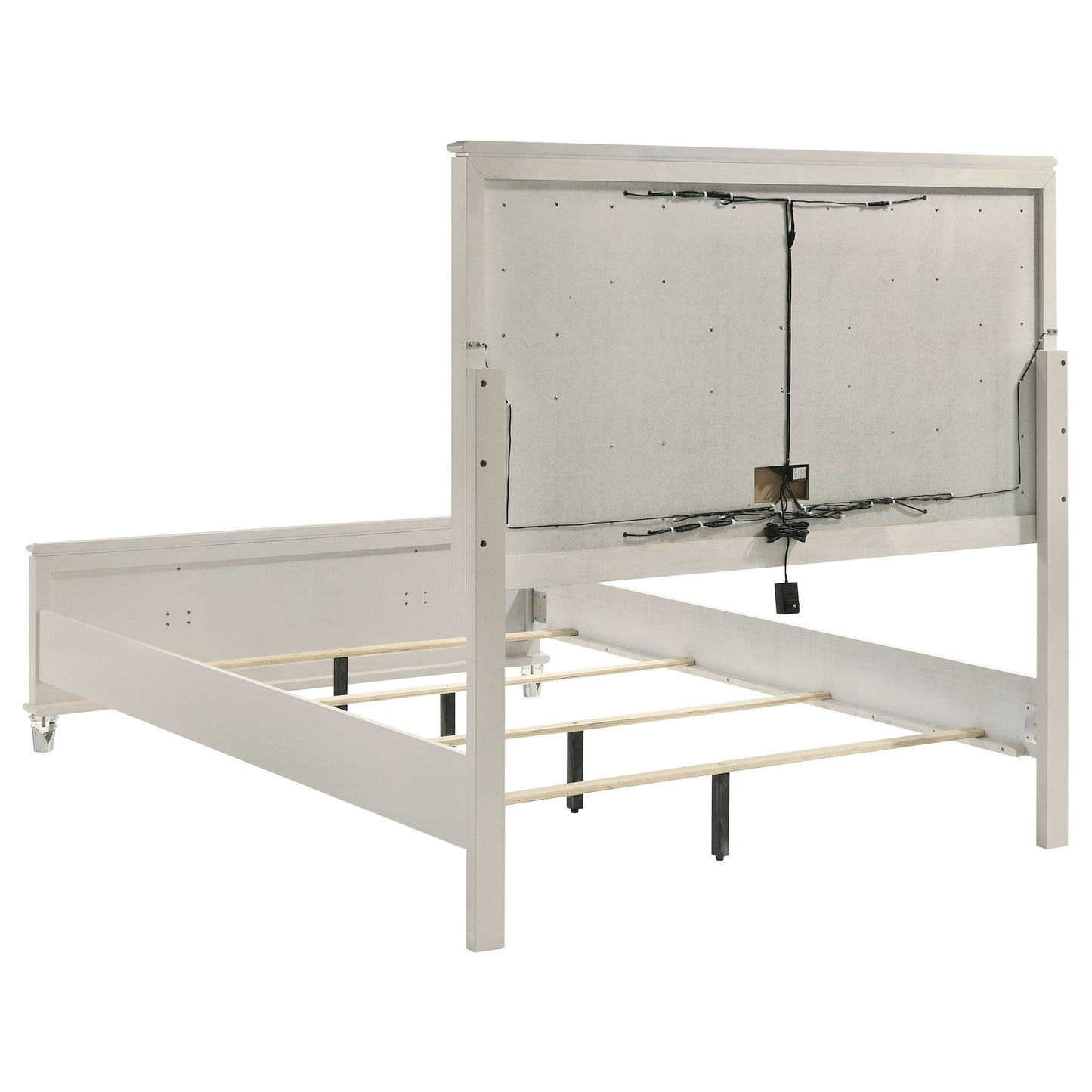 Cabecero de cama con paneles LED Olivia en blanco perla