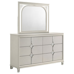 Cómoda Olivia de 6 cajones y espejo LED blanco perla