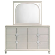 Cómoda Olivia de 6 cajones y espejo LED blanco perla