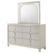 Cómoda Olivia de 6 cajones y espejo LED blanco perla