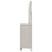 Cómoda Olivia de 6 cajones y espejo LED blanco perla
