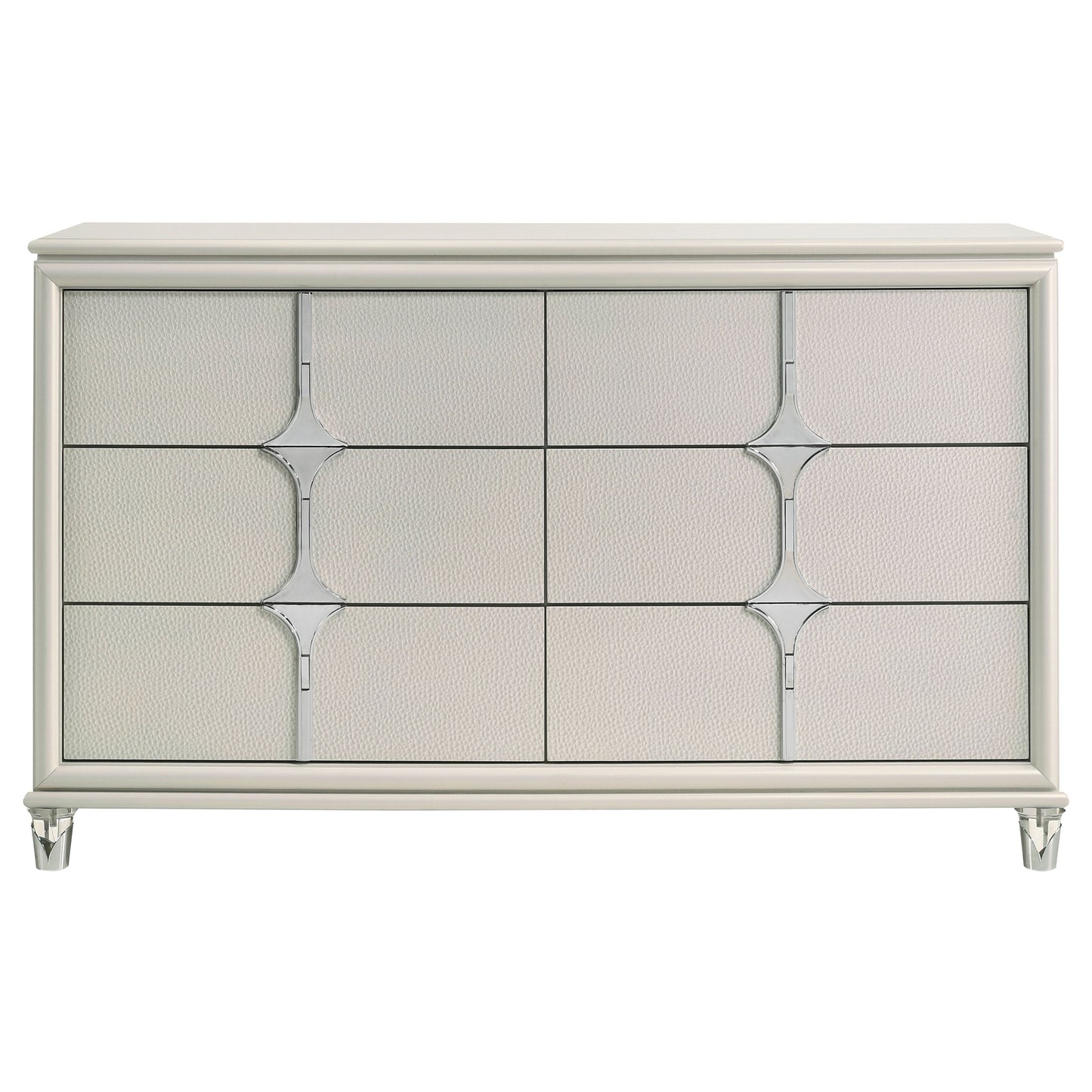 Olivia 6-drawer Dresser and LED Mirror Pearl White