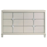 Cómoda Olivia de 6 cajones y espejo LED blanco perla