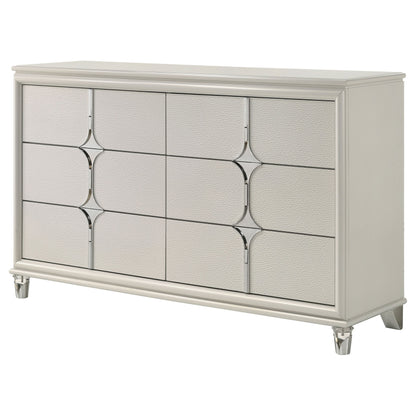 Olivia 6-drawer Dresser and LED Mirror Pearl White