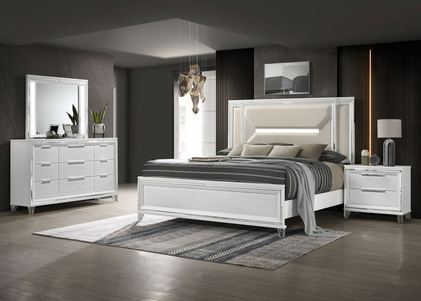 Conjunto de dormitorio Marmore blanco