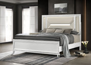 Marmore 64-inch Panel Bed LED Headboard White