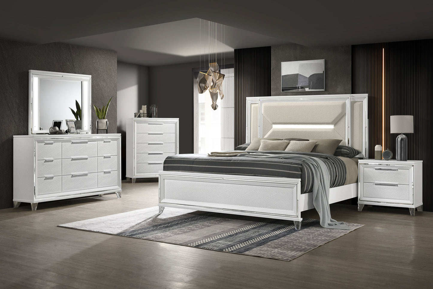 Conjunto de dormitorio Marmore blanco
