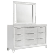 Cómoda Marmore de 9 cajones y espejo LED blanco