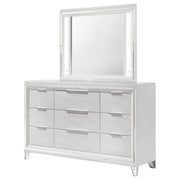 Cómoda Marmore de 9 cajones y espejo LED blanco