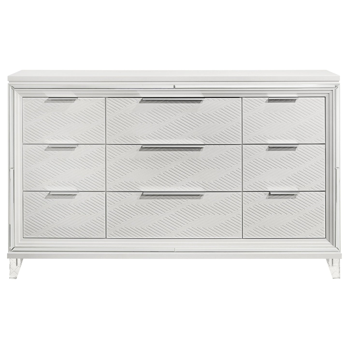 Marmore 9-drawer Dresser and LED Mirror White