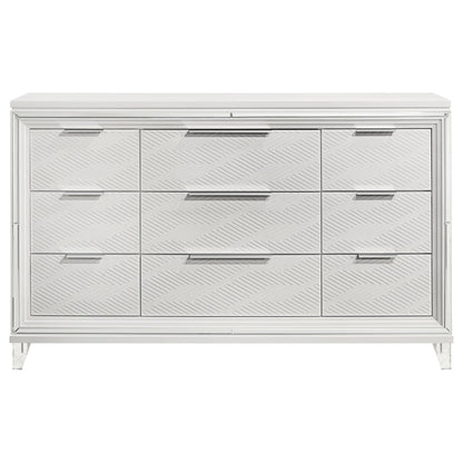 Marmore 9-drawer Dresser and LED Mirror White