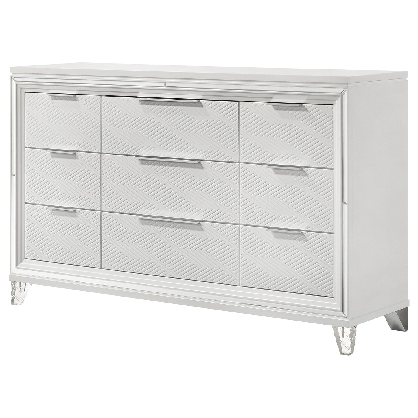 Marmore 9-drawer Dresser and LED Mirror White
