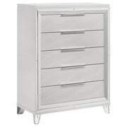 Cómoda de dormitorio Marmore de 5 cajones en color blanco