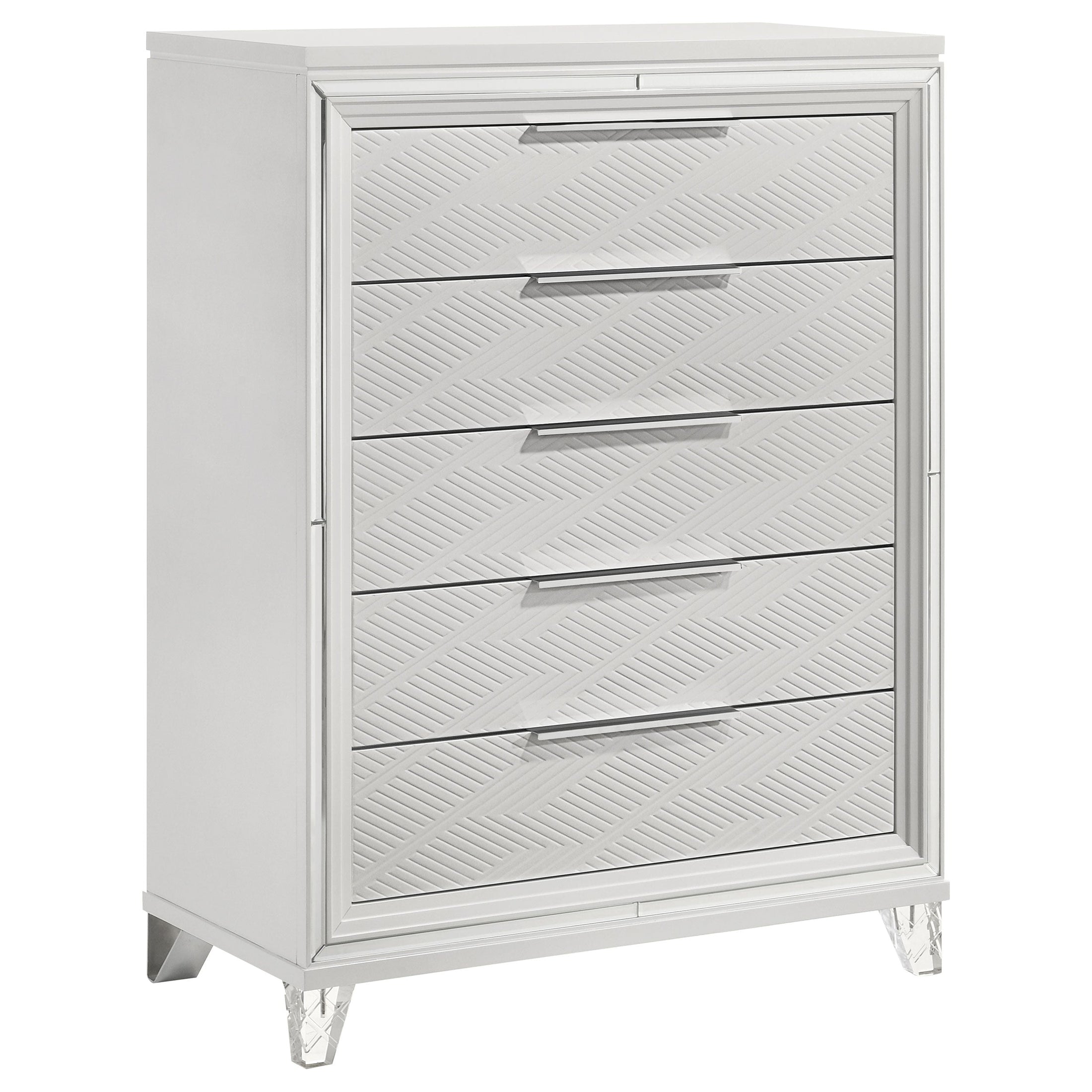Cómoda de dormitorio Marmore de 5 cajones en color blanco