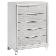 Cómoda de dormitorio Marmore de 5 cajones en color blanco
