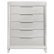 Cómoda de dormitorio Marmore de 5 cajones en color blanco