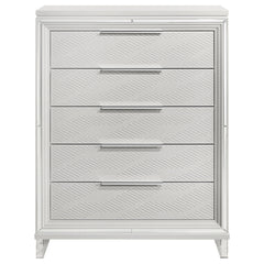 Cómoda de dormitorio Marmore de 5 cajones en color blanco