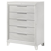 Cómoda de dormitorio Marmore de 5 cajones en color blanco