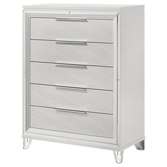 Cómoda de dormitorio Marmore de 5 cajones en color blanco