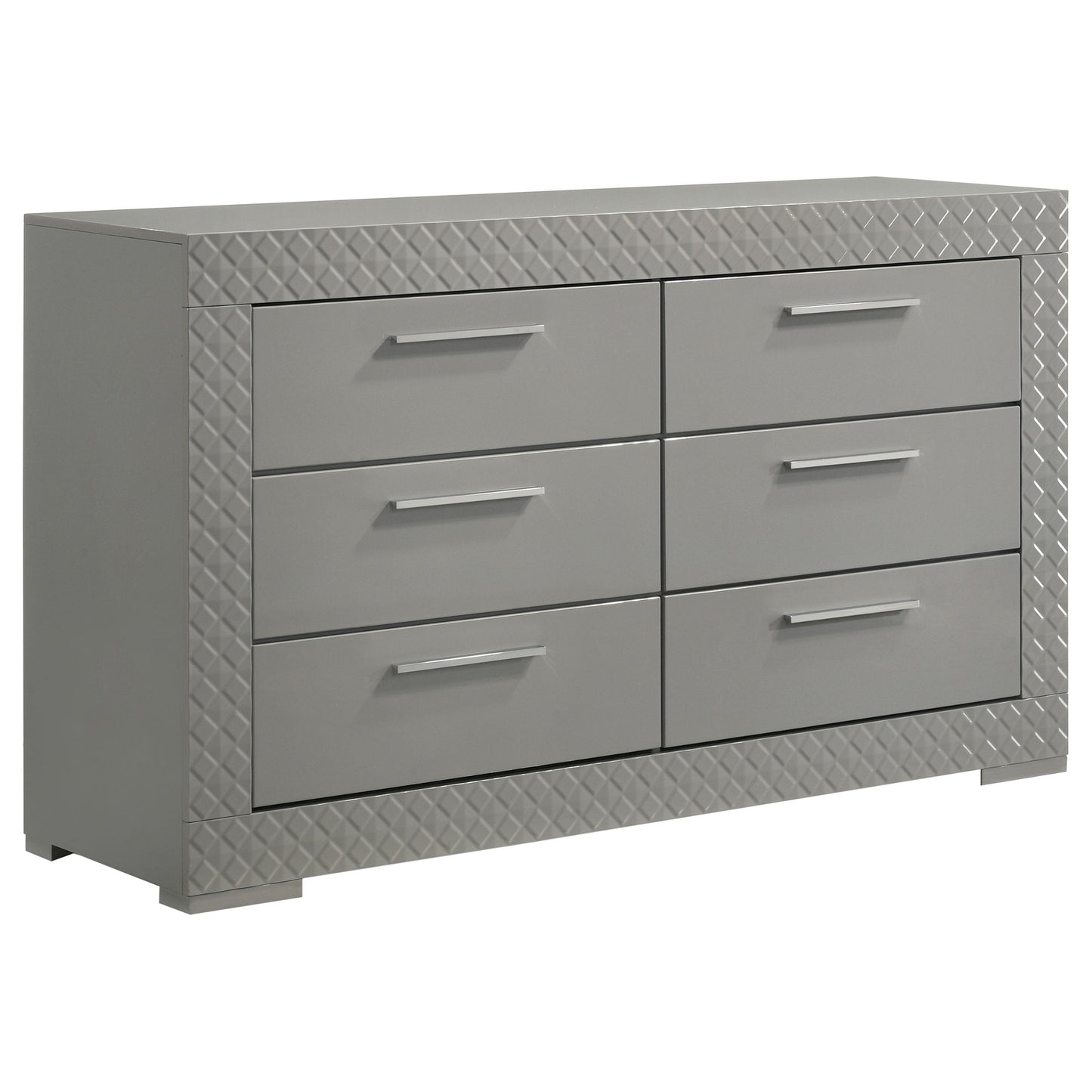 Ives 6-drawer Dresser and Mirror Grey High Gloss