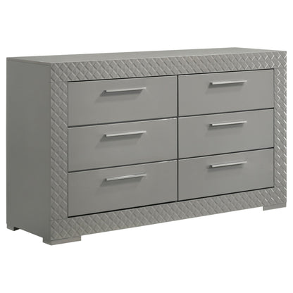 Ives 6-drawer Dresser and Mirror Grey High Gloss