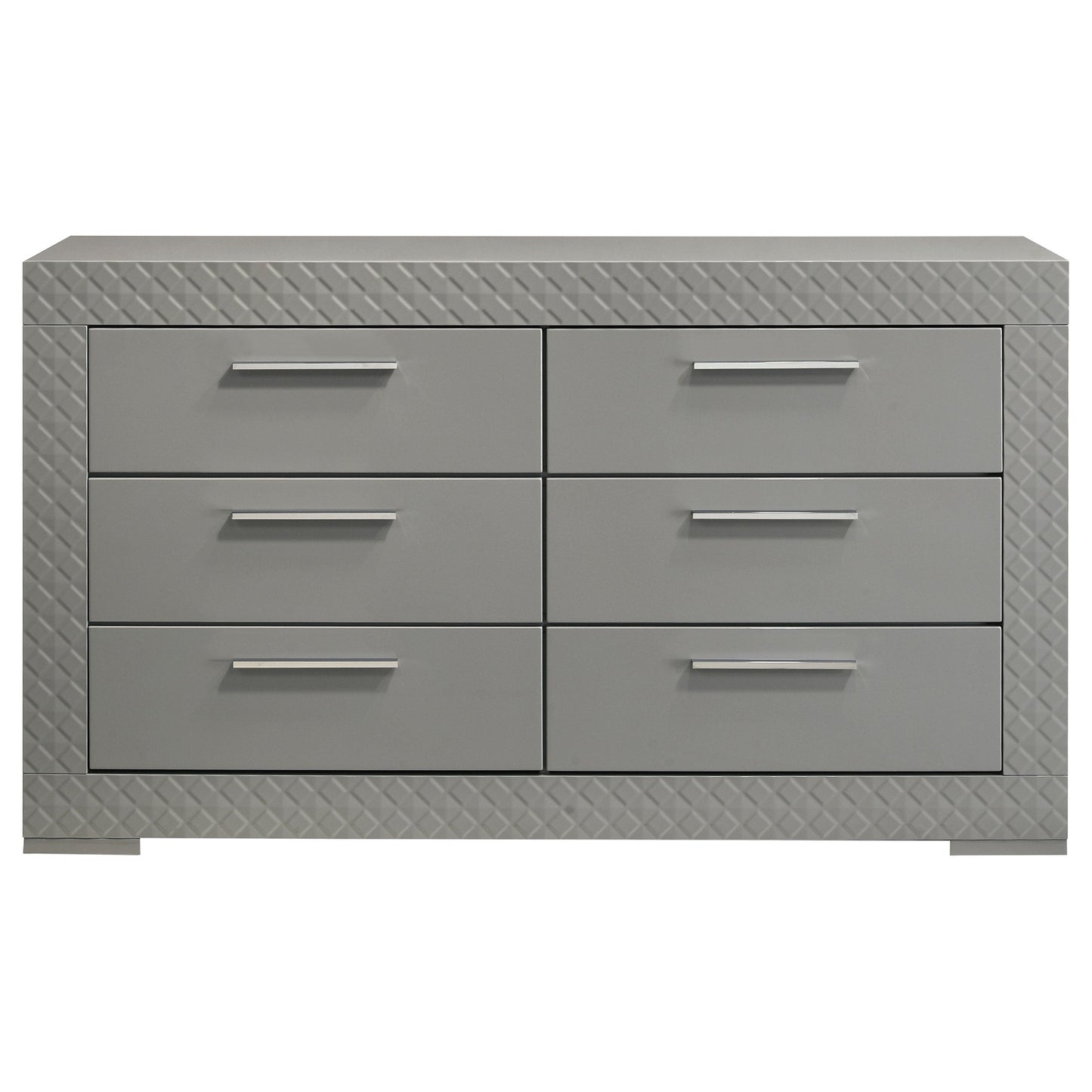 Ives 6-drawer Dresser and Mirror Grey High Gloss