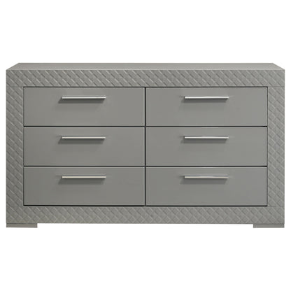 Ives 6-drawer Dresser and Mirror Grey High Gloss