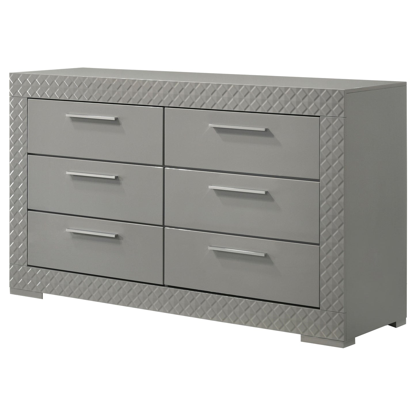 Ives 6-drawer Dresser and Mirror Grey High Gloss