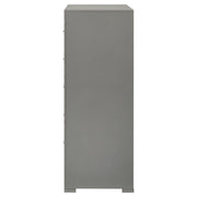Cómoda de dormitorio Ives de 5 cajones, gris, alto brillo