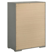 Cómoda de dormitorio Ives de 5 cajones, gris, alto brillo