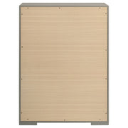 Cómoda de dormitorio Ives de 5 cajones, gris, alto brillo