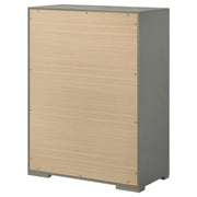 Cómoda de dormitorio Ives de 5 cajones, gris, alto brillo