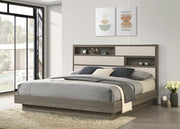 Cabecero de cama con estantería Fenwick de roble gris