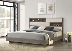 Cabecero de cama con estantería Fenwick de roble gris