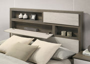 Cabecero de cama con estantería Fenwick de roble gris