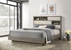 Cabecero de cama con estantería Fenwick de roble gris