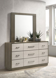 Cómoda Fenwick de 9 cajones en roble gris