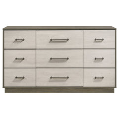 Cómoda Fenwick de 9 cajones en roble gris