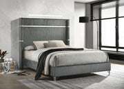 Cama Lucia de 61 pulgadas con respaldo alto tapizado en beige