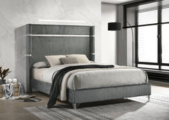 Cama Lucia de 61 pulgadas con respaldo alto tapizado en beige