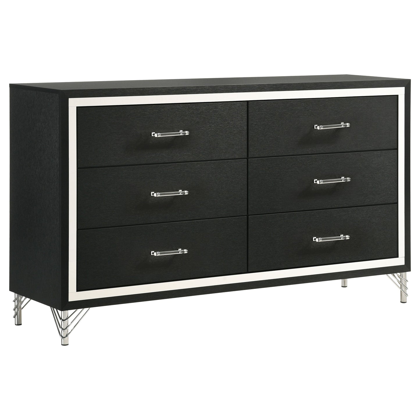 Lucia 6-drawer Dresser and Mirror Black