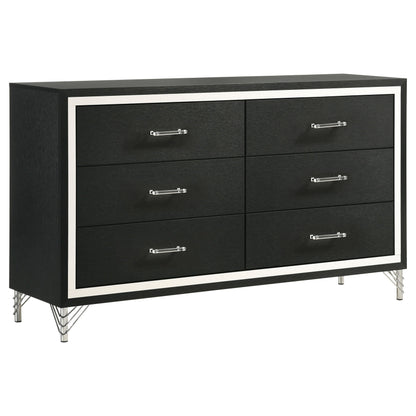 Lucia 6-drawer Dresser and Mirror Black