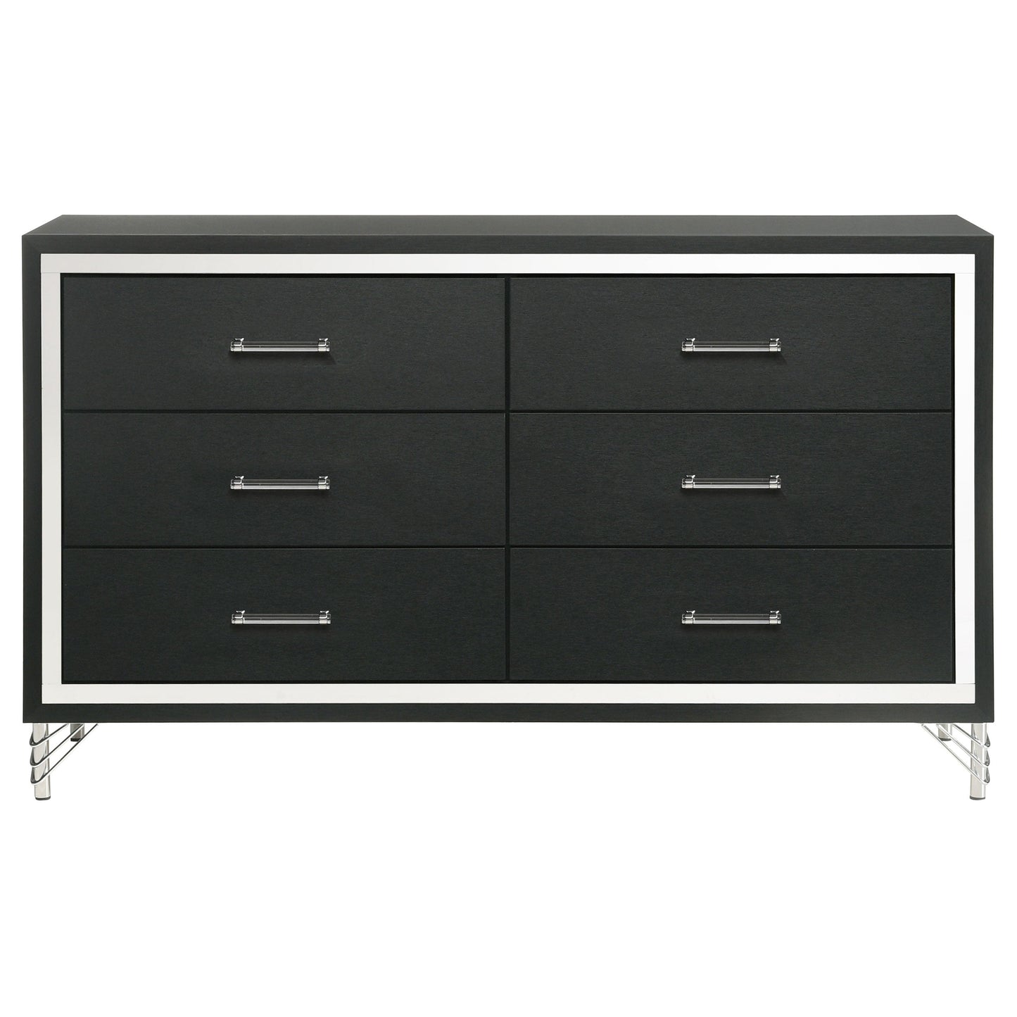 Lucia 6-drawer Dresser and Mirror Black