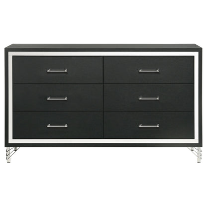 Lucia 6-drawer Dresser and Mirror Black