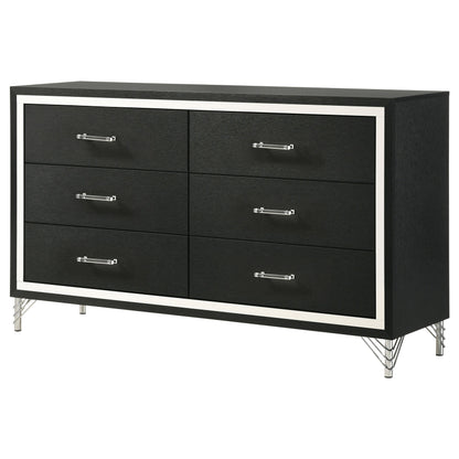 Lucia 6-drawer Dresser and Mirror Black