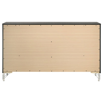 Lucia 6-drawer Dresser and Mirror Black