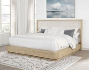 Cama Kailani de 49 pulgadas con respaldo alto, roble beige