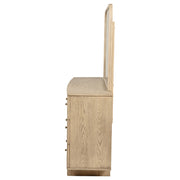 Cómoda Kailani de 9 cajones y espejo en roble beige