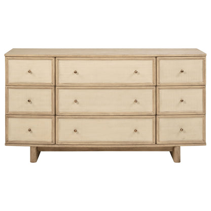 Kailani 9-drawer Dresser and Mirror Beige Oak