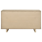 Cómoda Kailani de 9 cajones y espejo en roble beige